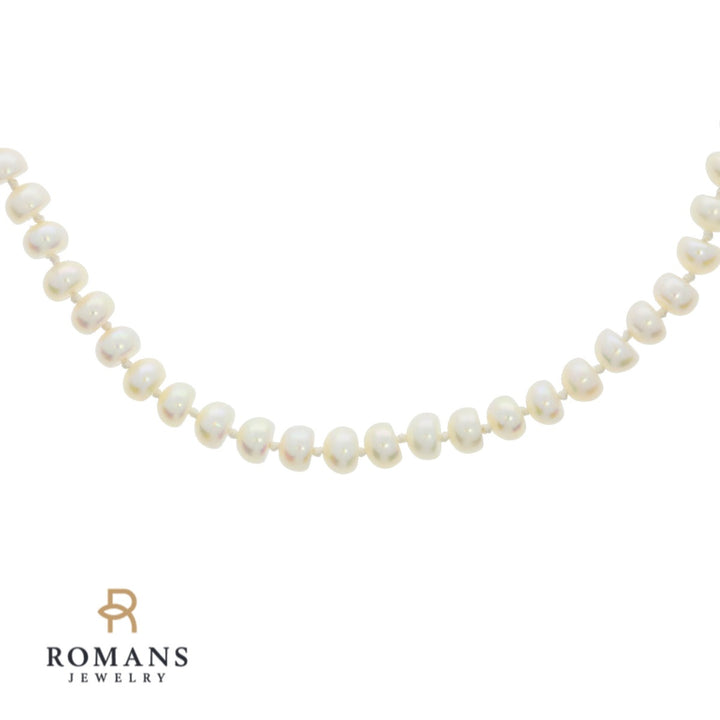 Pearl Diamond Platinum Strand Necklace 0.40CTW