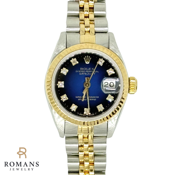Rolex Datejust 26mm 16173 Blue Vignette Diamond Dial Two Tone Y-1989