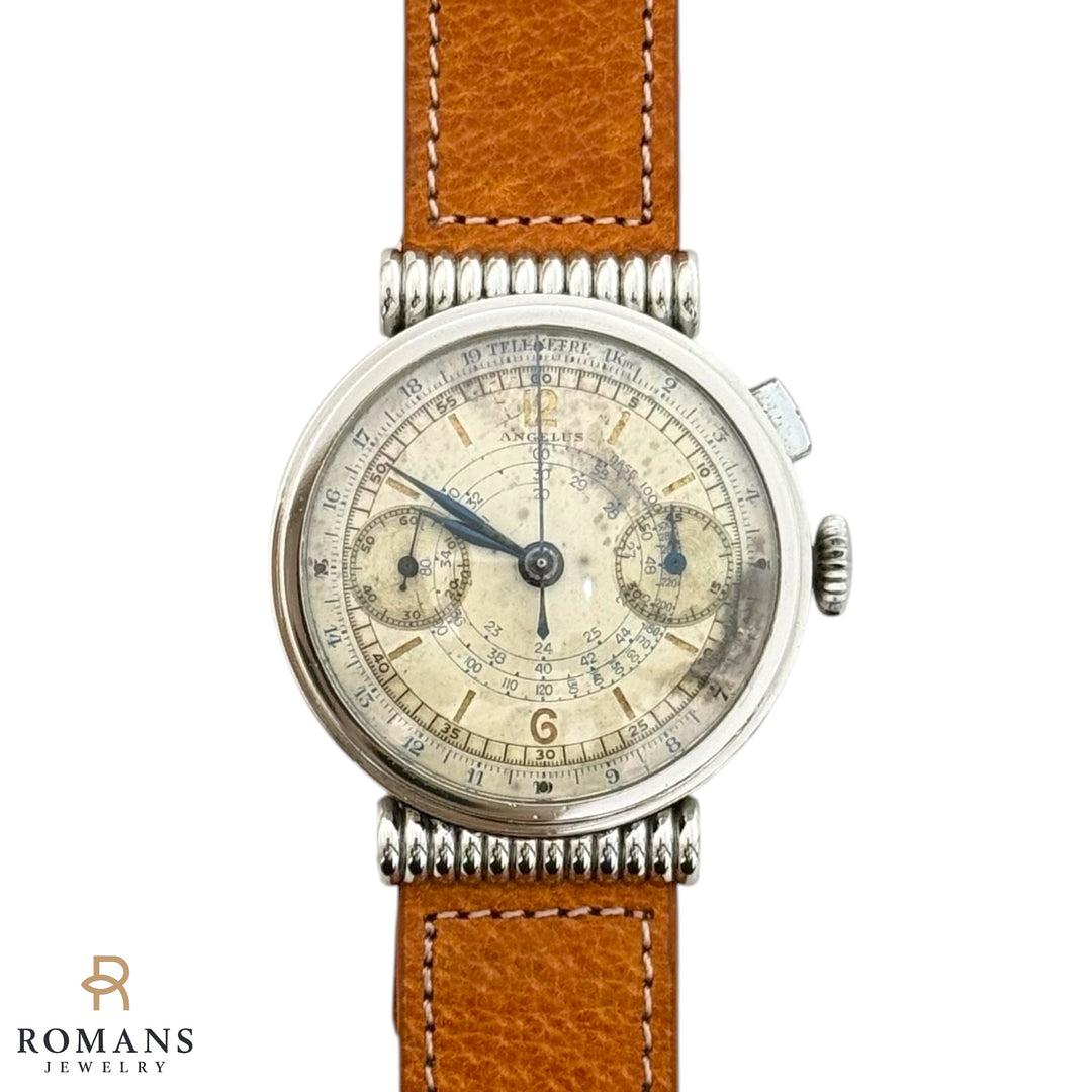 Angelus Chronograph 167351 35mm Military Hooded Lugs 17J