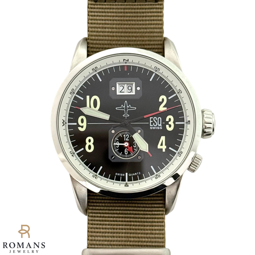 ESQ Swiss Pilot Watch Ref. E5453 Stainless Steel 43mm Quartz