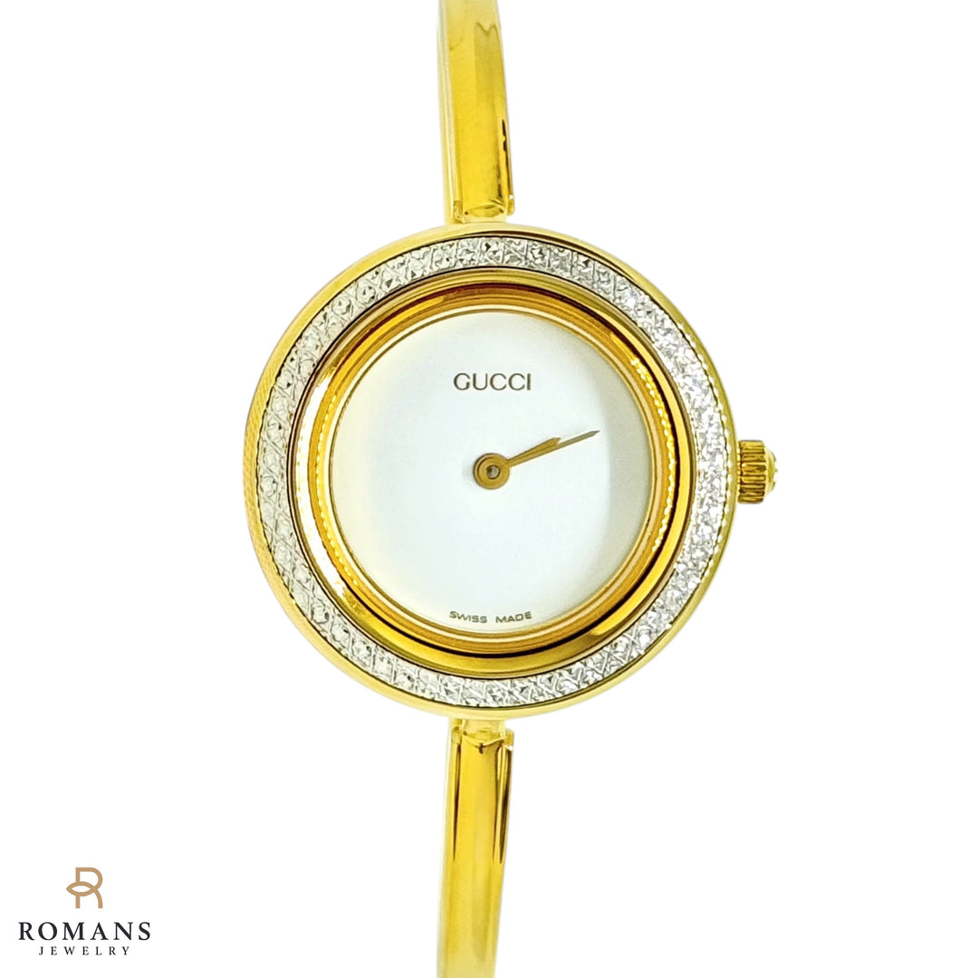 Gucci Ladies Bangle Watch Gold Plated Quartz 11/12.2
