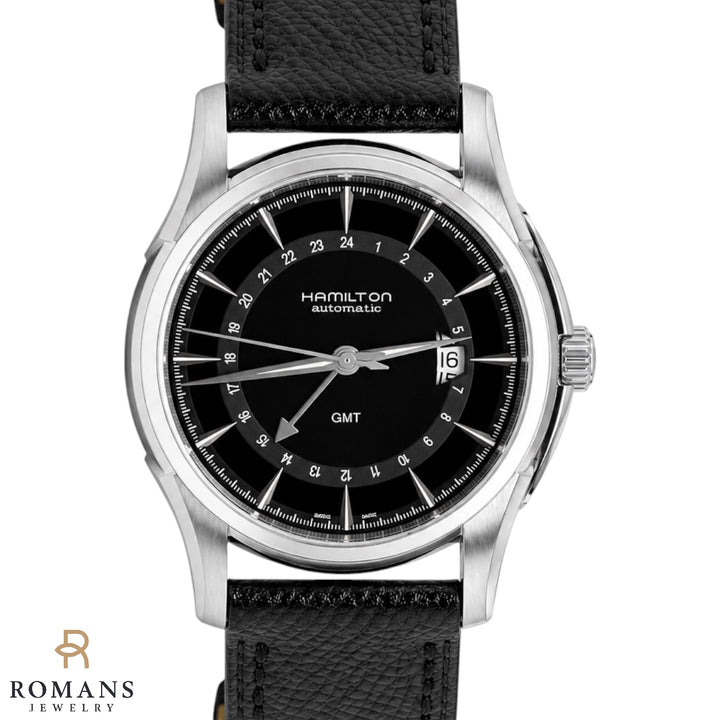 Hamilton Jazzmaster Traveler GMT Automatic Black Dial Leather Strap 40mm H325850