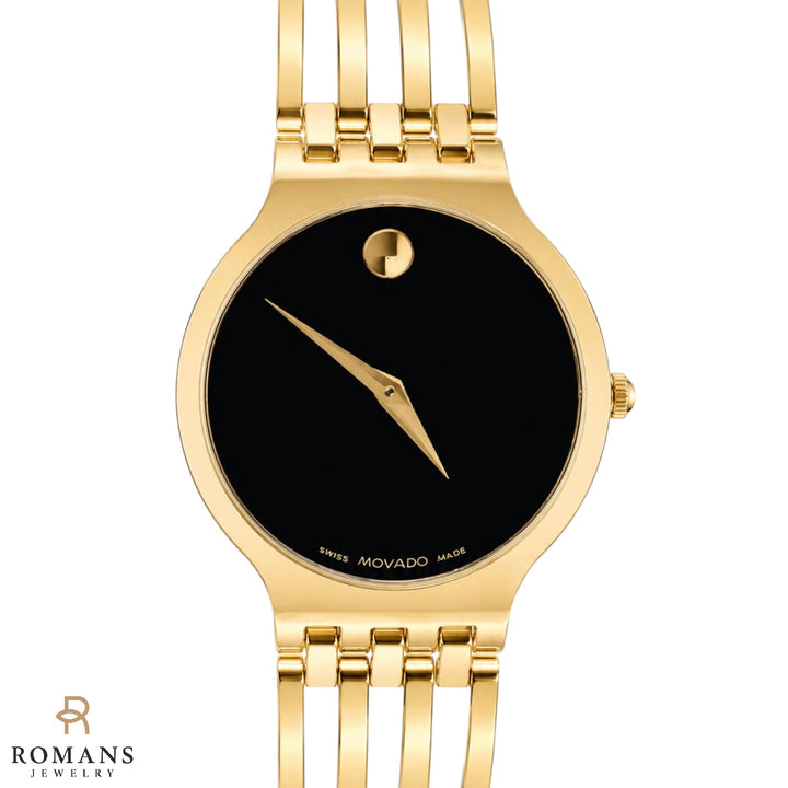 Movado Esperanza Gold-Plated Black Museum Dial Quartz Watch 33mm Ref. 88.G2.1881