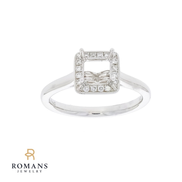 Princess Cut Diamond Ring Setting 14K White Gold