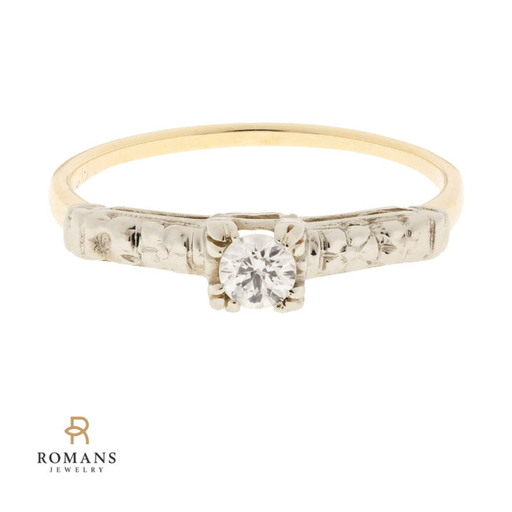 Retro Diamond 1940's Ring 14K Two Tone .15CT