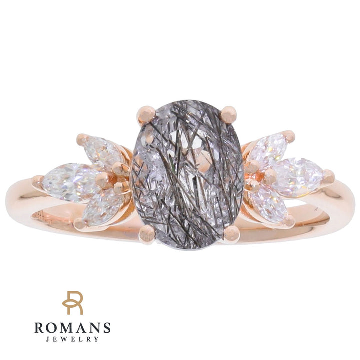 Rutilated Quartz Engagement Ring 14K Rose Gold