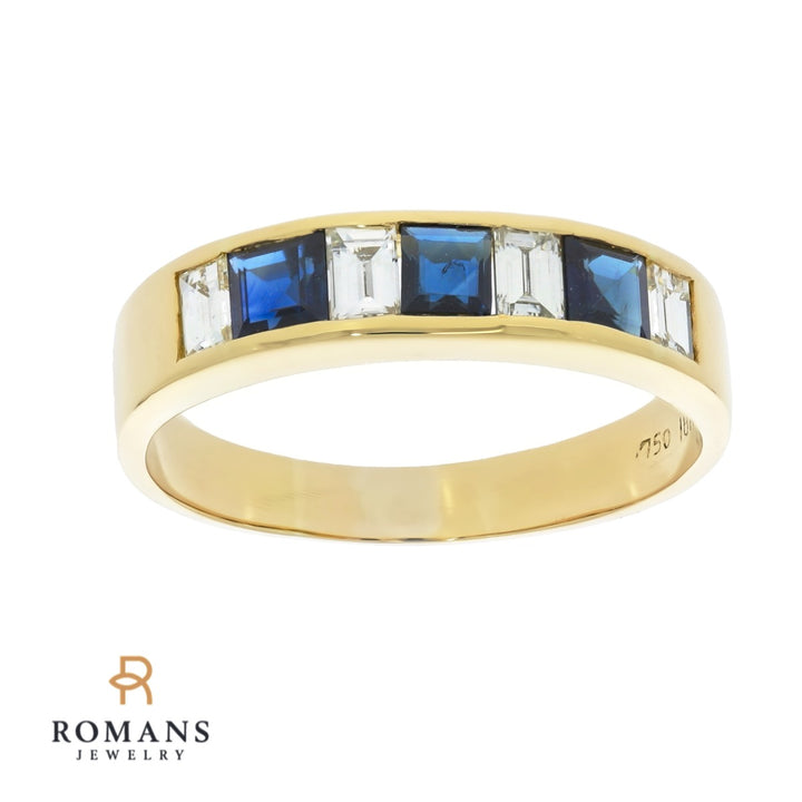 Sapphire Diamond Band 18K Yellow Gold .93CTW