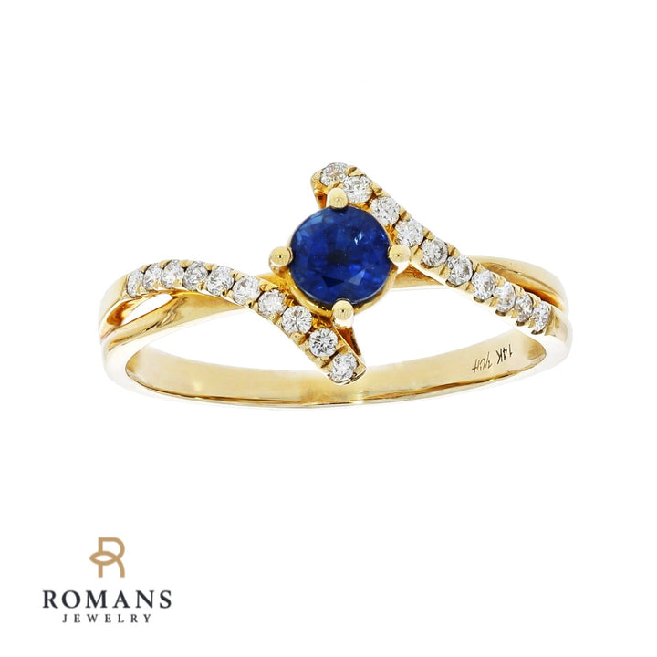 Sapphire Diamond Ring 14K Yellow Gold .37 CTW