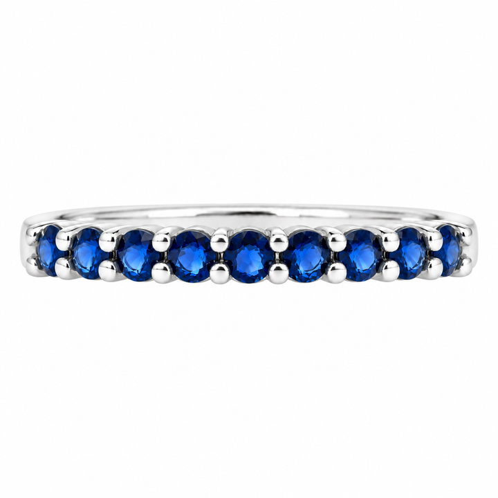 Sapphire Band Stackable 14K White Gold .70CTW