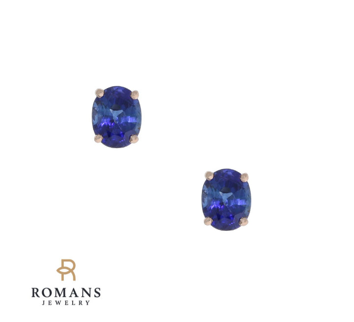 Sapphire Stud Earrings 14K Rose Gold 1.26CTW