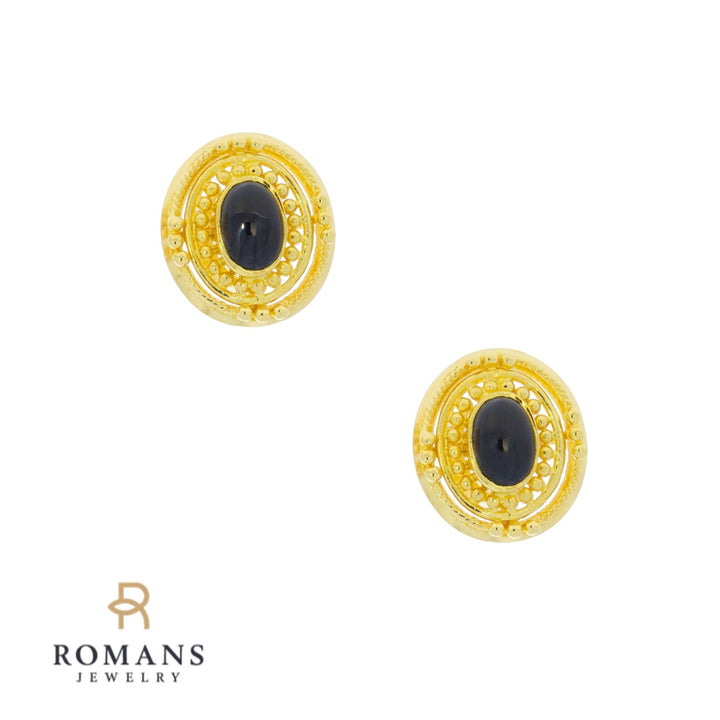 Sapphire Stud Earrings 18K Yellow Gold 1CTW