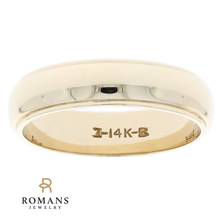 Stepped Edge Half Round 5MM Band 14K Yellow Gold