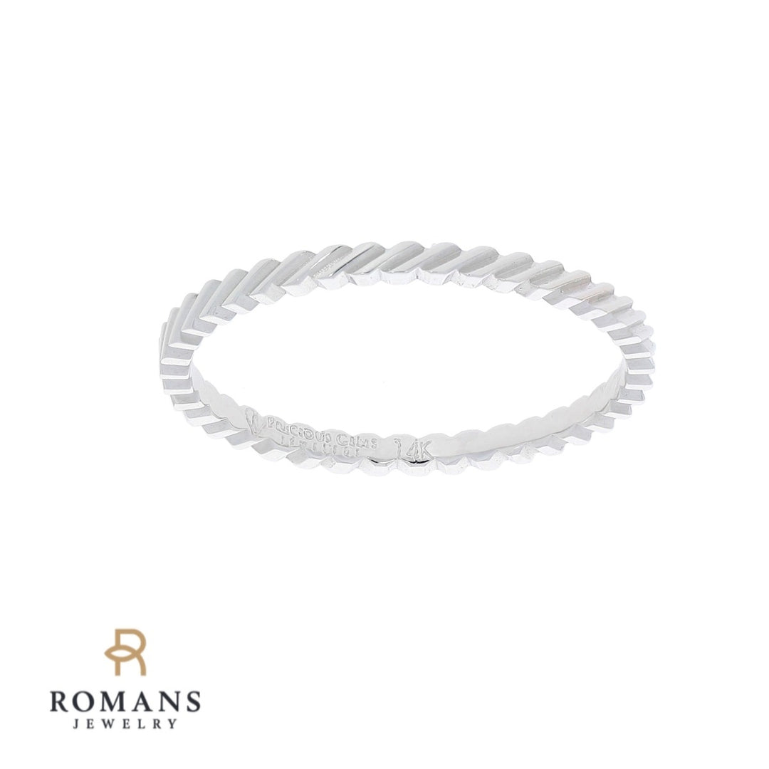 Swiss Cut Design Band 14K White Gold