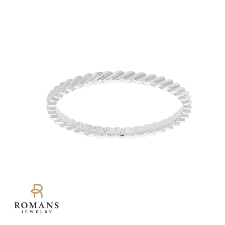 Swiss Cut Design Band 14K White Gold