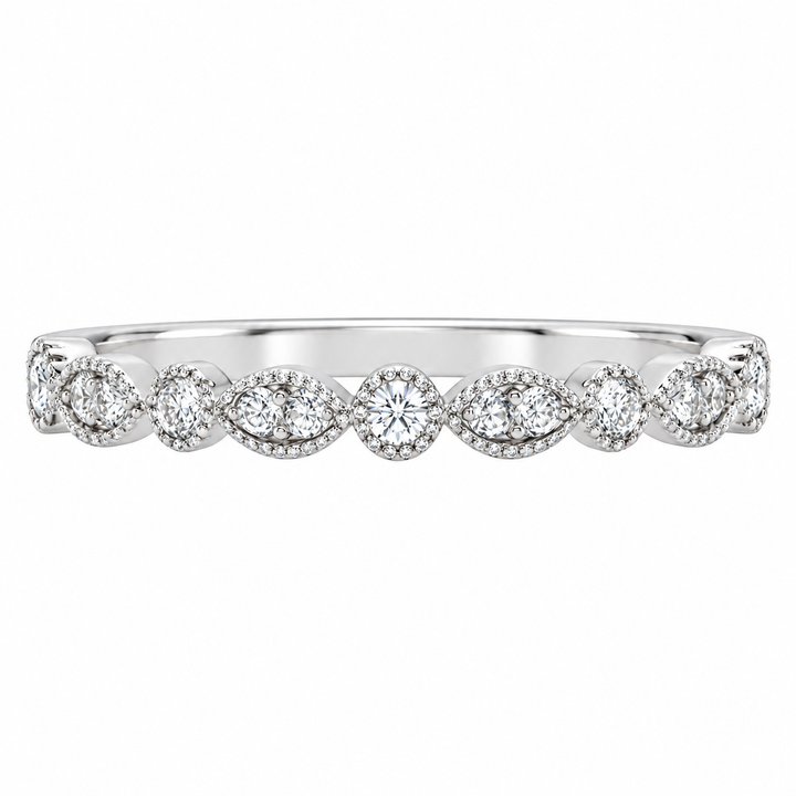 Beaded Marquise Diamond Band 14K White Gold .22CTW