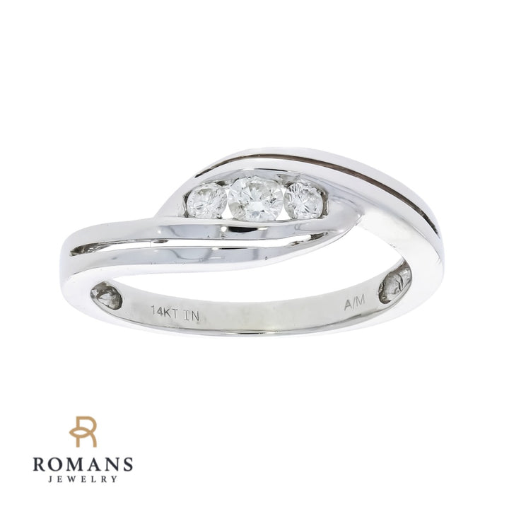 Three Diamond Ring 14K White Gold .18 CTW