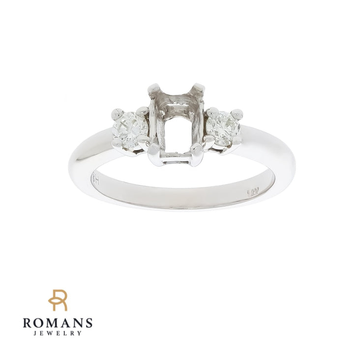 Three Stone Diamond Ring Setting 14K White Gold