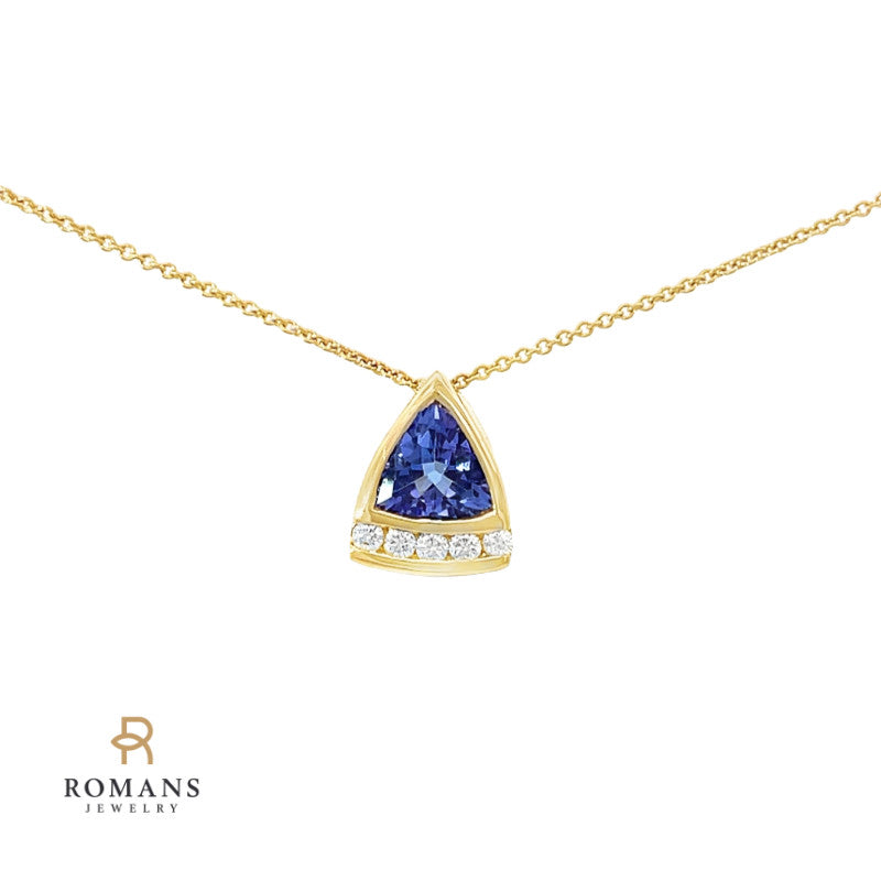Trillion Tanzanite Pendant 14K Yellow Gold 0.89 CT