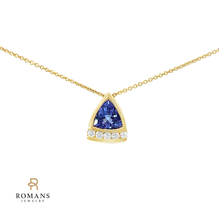 Trillion Tanzanite Pendant 14K Yellow Gold 0.89 CT