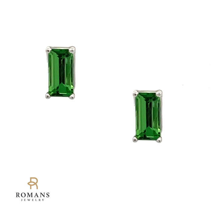Tsavorite Garnet Earrings 14K White Gold .64CTW