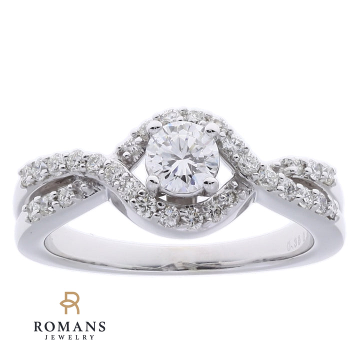 Twisted Halo Diamond Ring 14K White Gold .38CT
