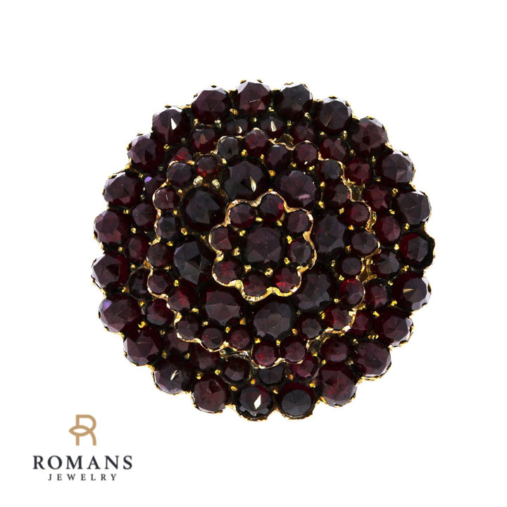 Victorian Bohemian Garnet Ring 14K Yellow Gold 7.90 CTW