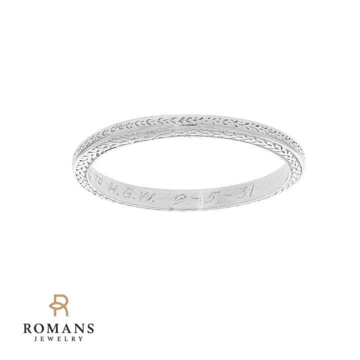 Vintage Band Hand Engraved 1930’s Platinum