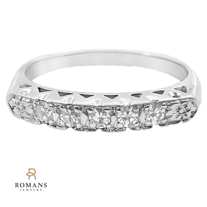 Vintage Diamond Band 14K White Gold .15 CTW