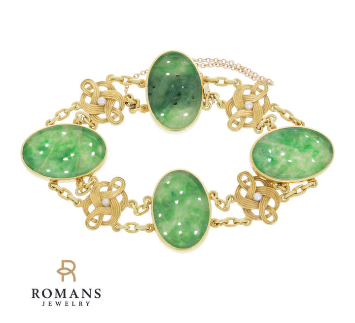 Vintage Tiffany & Co. Jade Bracelet 18K Yellow Gold