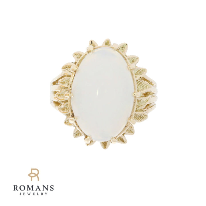 White Opal Ring 14K Yellow Gold 6.47 CTW