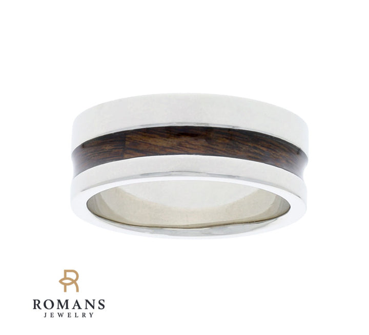 Woodenly Band 7MM 14K White Gold