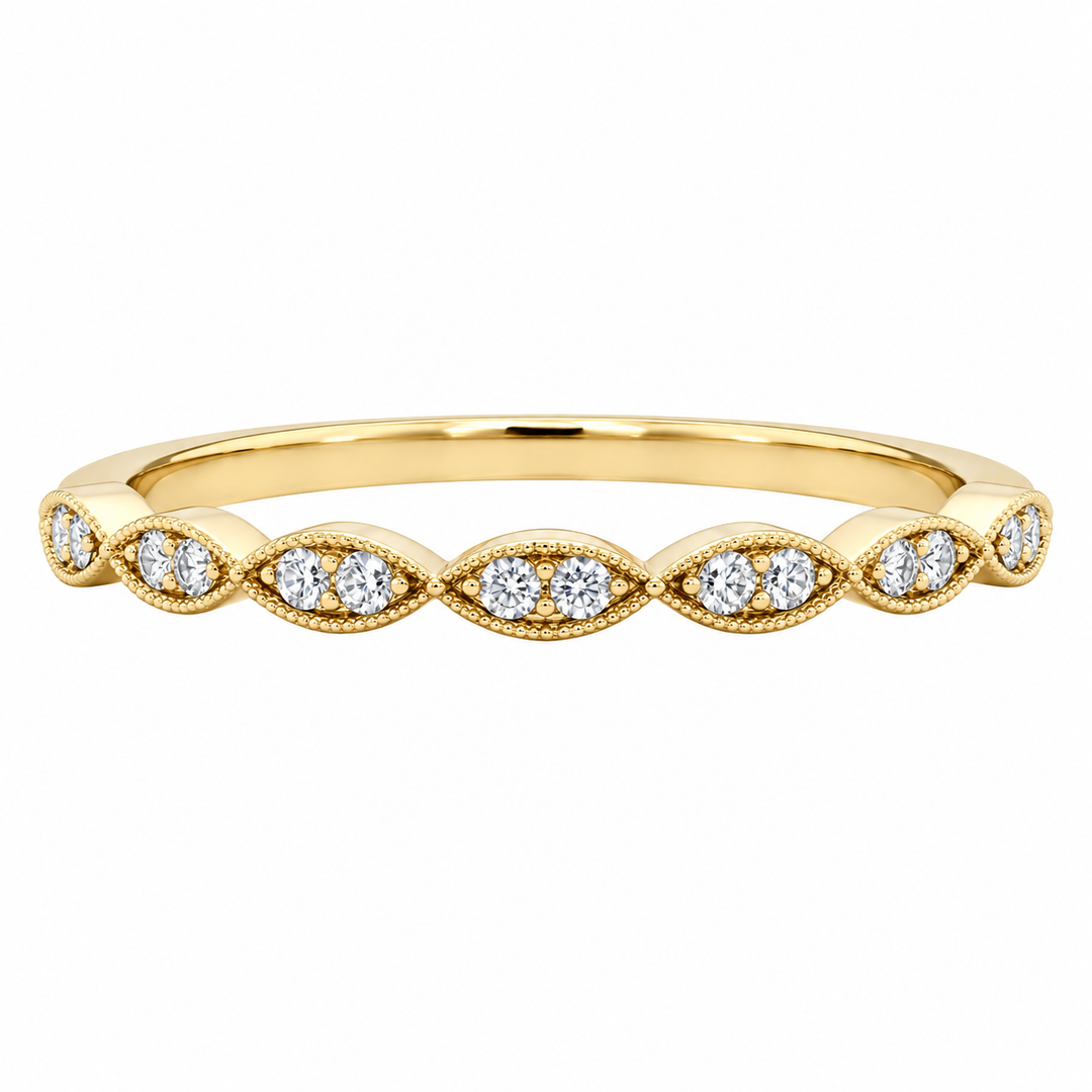 Antique-Style Milgrain Diamond Band 14K Yellow Gold .18CTW