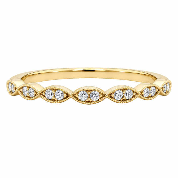 Antique-Style Milgrain Diamond Band 14K Yellow Gold .18CTW