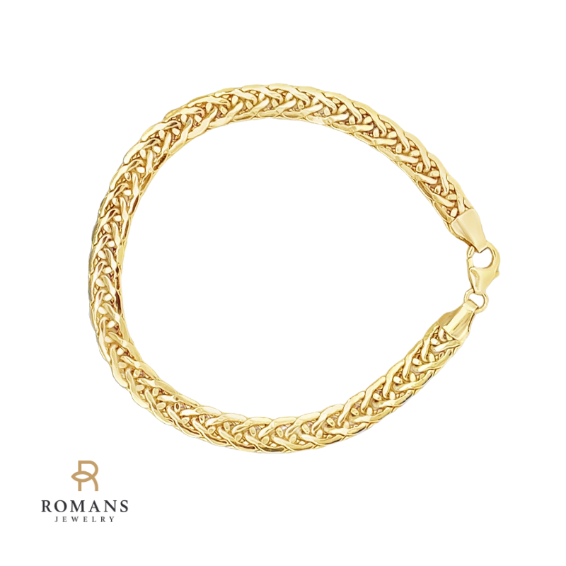 Braided Wheat Hollow Bracelet 14K Yellow Gold 5MM