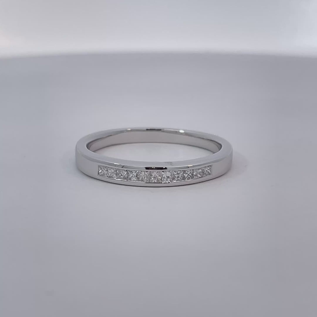 Princess Cut Diamond Channel Band 0.25CT 14K White Gold