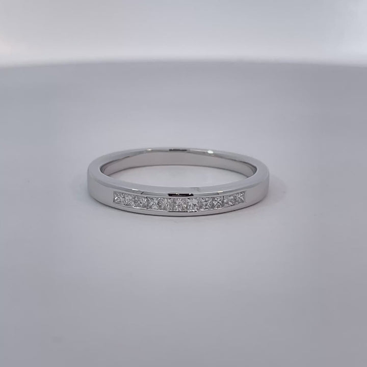 Princess Cut Diamond Channel Band 0.25CT 14K White Gold