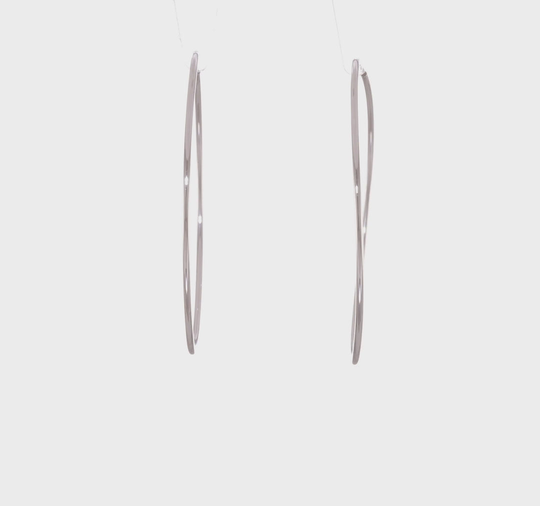 14k White Gold 1.20mm Polished Endless Tube Hoop Earrings