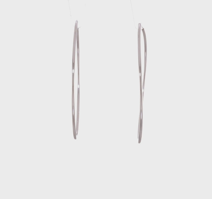 14k White Gold 1.20mm Polished Endless Tube Hoop Earrings