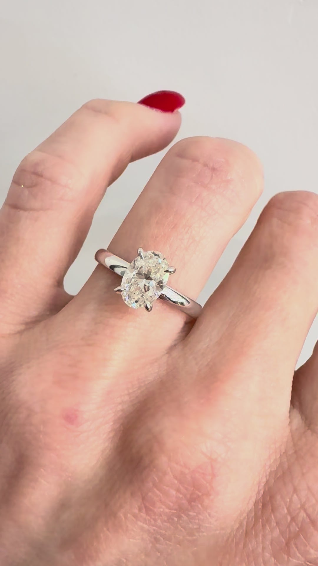 Oval Natural Diamond Solitaire Engagement Ring 14K White Gold 1.30CT GIA