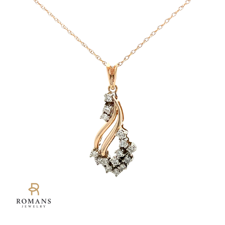 Diamond Swirl Pendant 14K Two Tone .30CTW