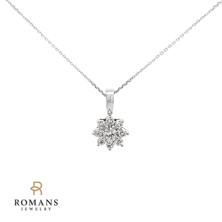 Cluster Flower Pendant 14K White Gold .44CTW