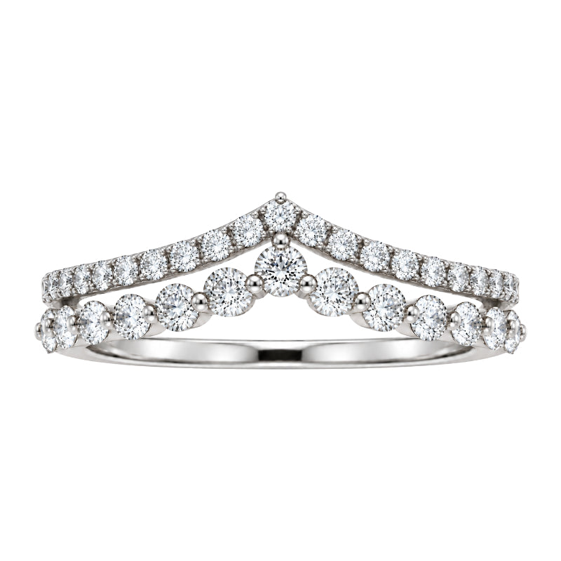 Double Chevron Diamond Band 14K White Gold .54CTW