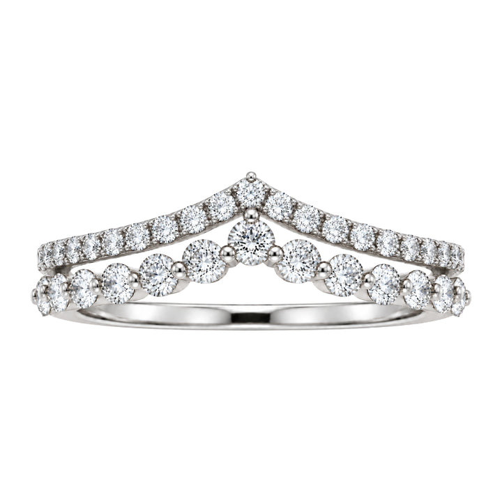 Double Chevron Diamond Band 14K White Gold .54CTW