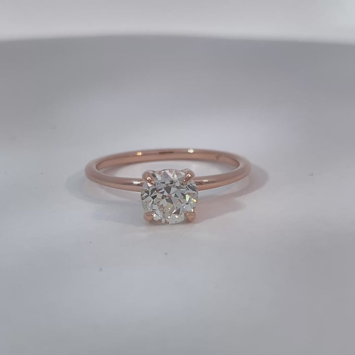 Covenant Hidden Halo Old European Natural Diamond Engagement Ring 0.98CT 14K Rose Gold