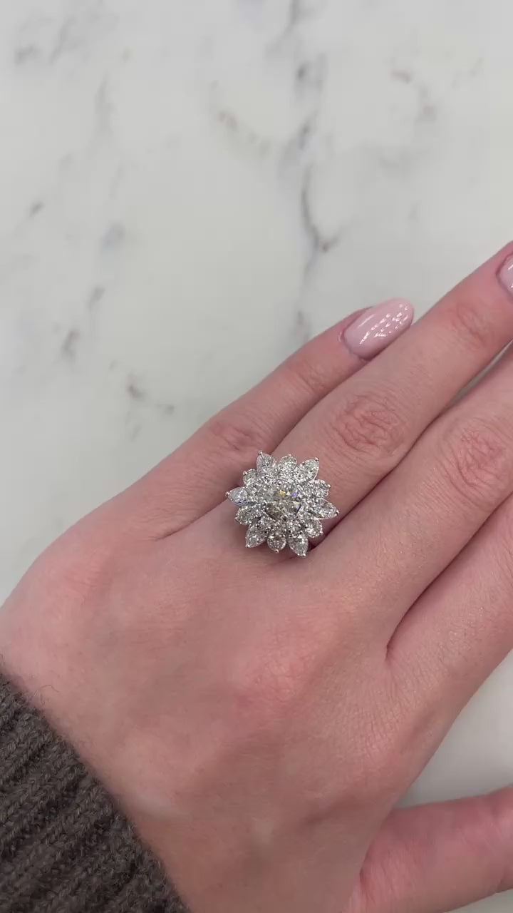 Cocktail Cluster Diamond Ring Platinum 3.20CT