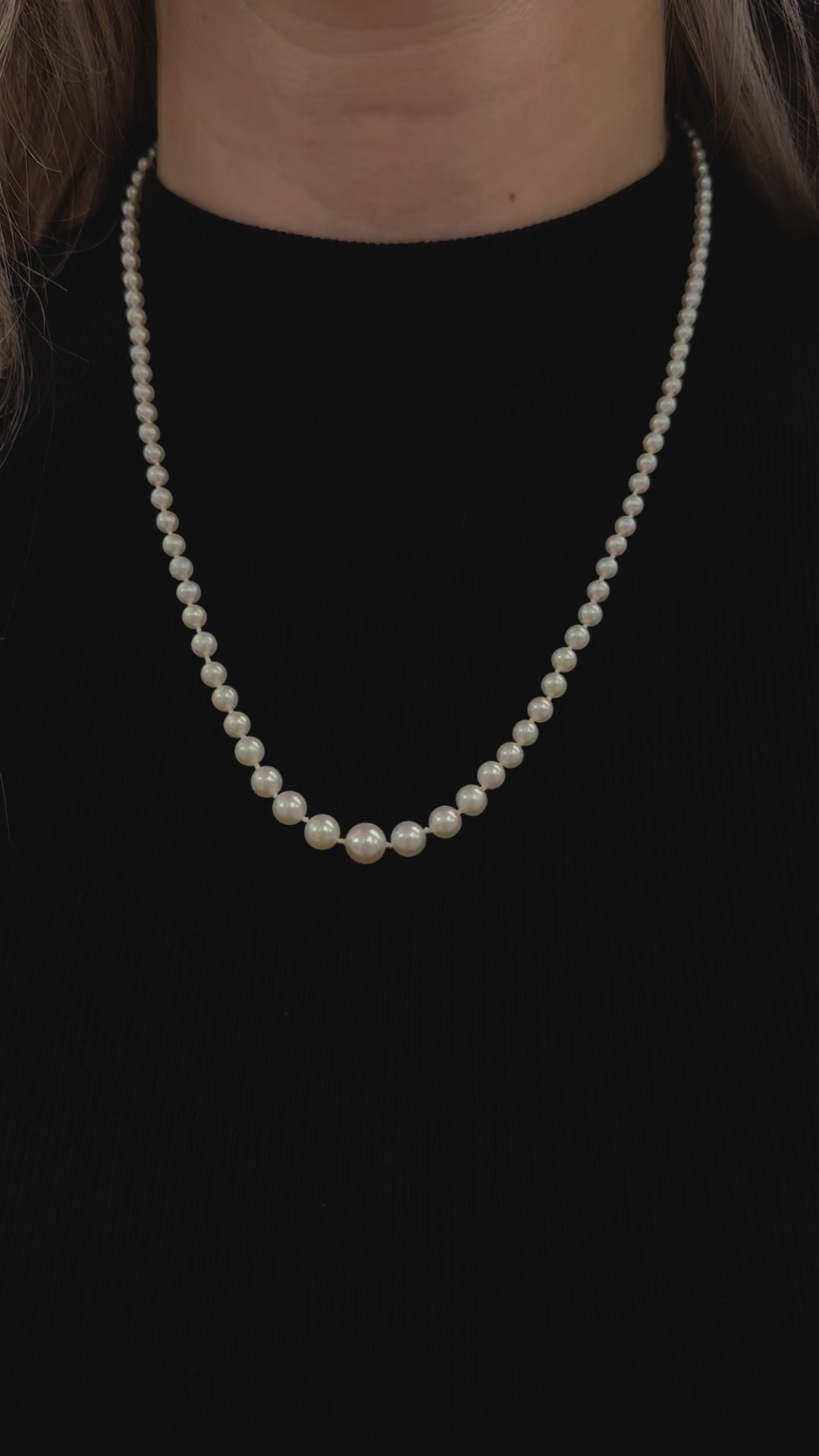 Pearl Diamond Platinum Strand Necklace 0.40CTW
