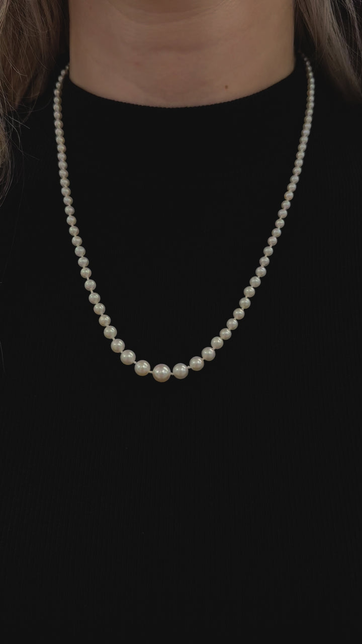 Pearl Diamond Platinum Strand Necklace 0.40CTW