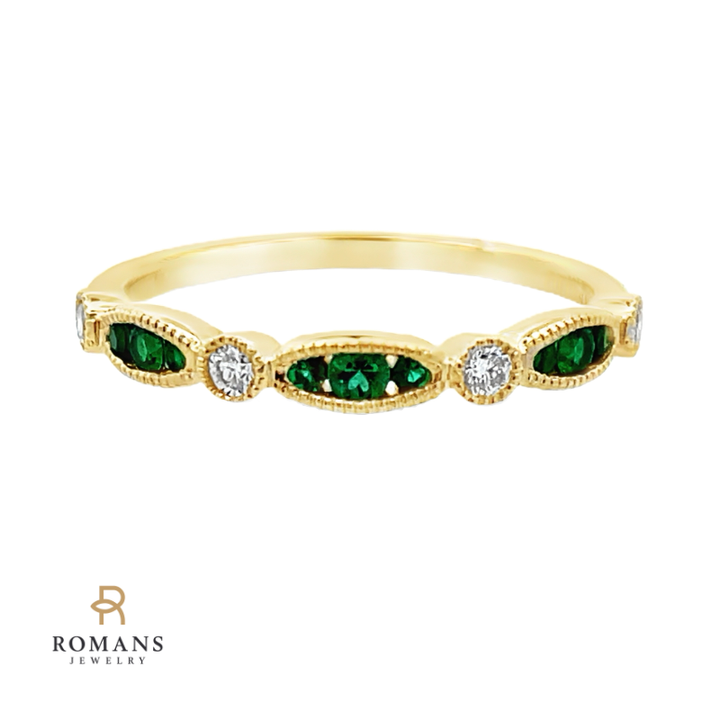 Emerald Diamond Milgrain 14K Yellow Gold 0.25CTW