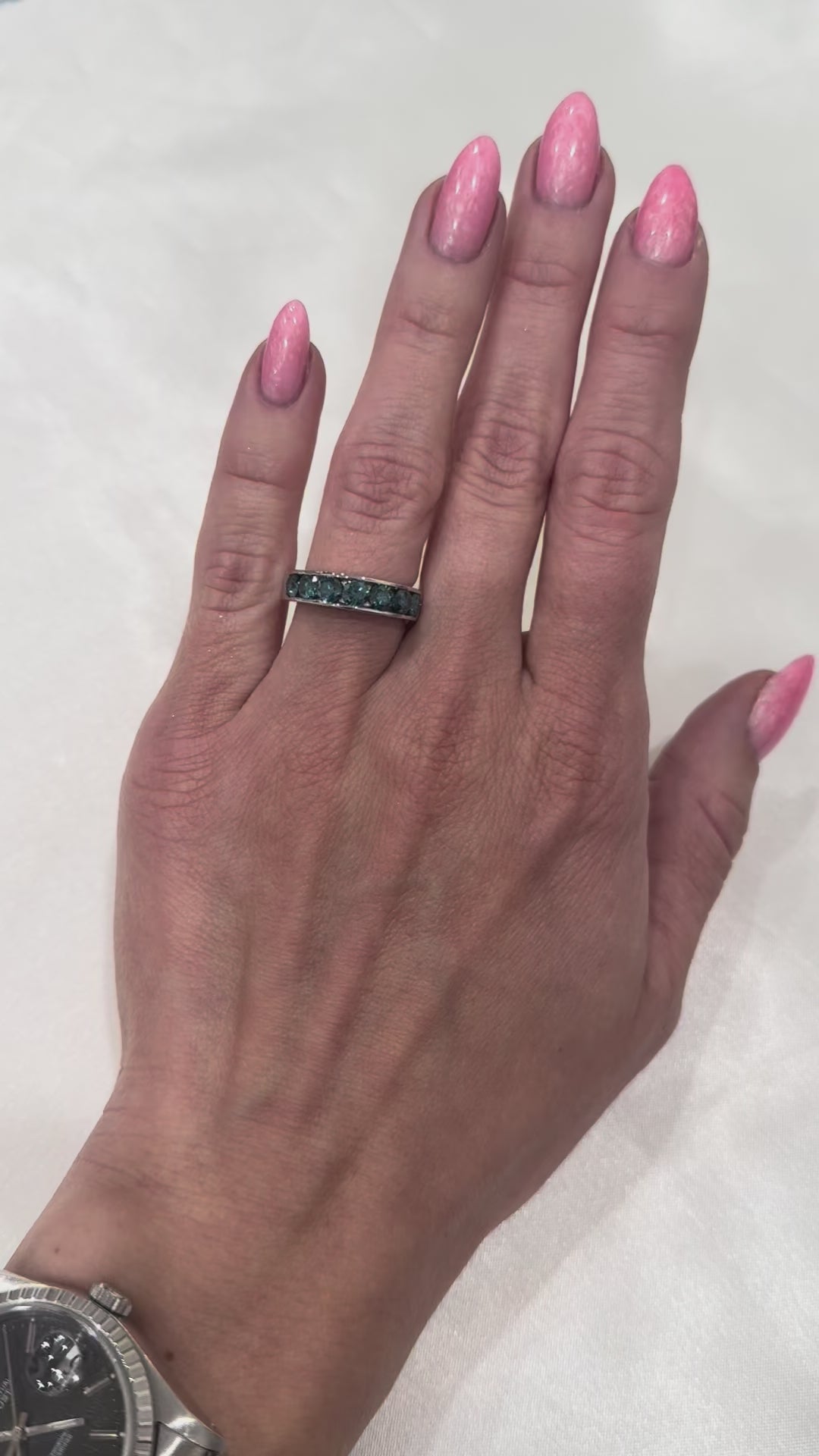 Blue Diamond Channel Set Band 14K White Gold 1.75CTW