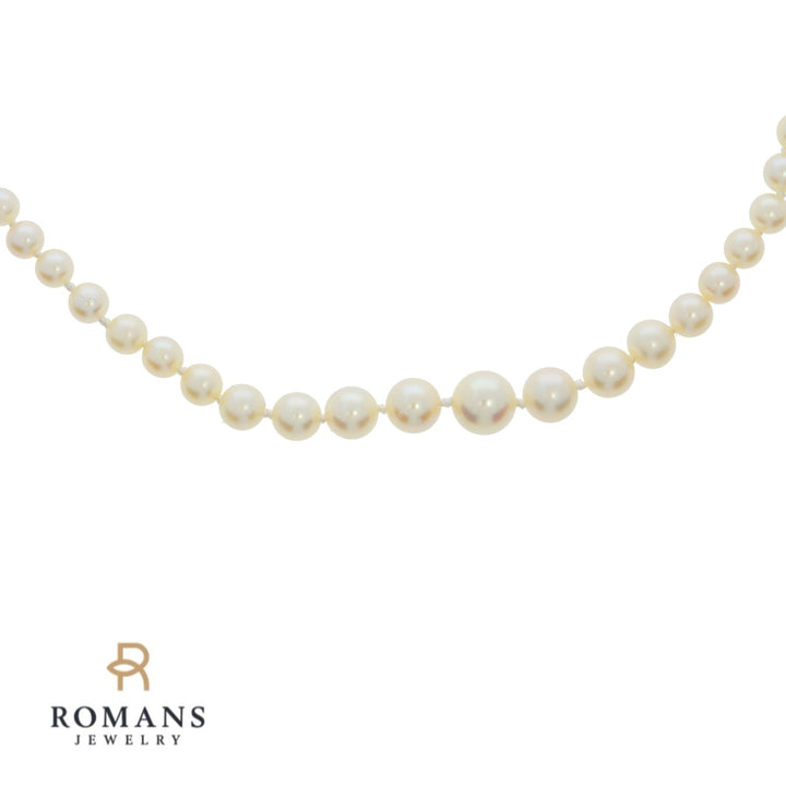 Pearl Diamond Platinum Strand Necklace 0.40CTW
